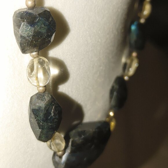 Sterling Silver Labradorite Necklace Blue Large Stone Artisan Natural Gemstone - Picture 11 of 16